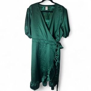 Gymboree - Women's Maternity Satin Wrap Dress Emerald Green Plus Size - Sz. 2X